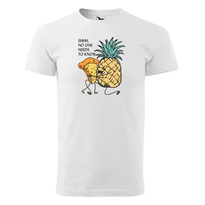 Tričko s potiskem Pineapple with pizza - bílé M