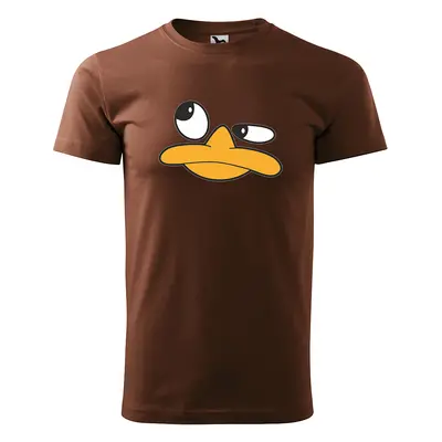 Tričko s potiskem DUCK FACE - hnědé 4XL