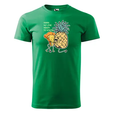 Tričko s potiskem Pineapple with pizza - zelené S