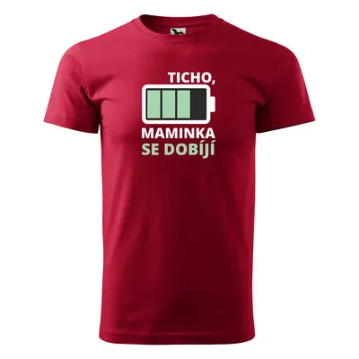 Tričko s potiskem pro maminku TICHO, maminka se dobíjí - červené 2XL