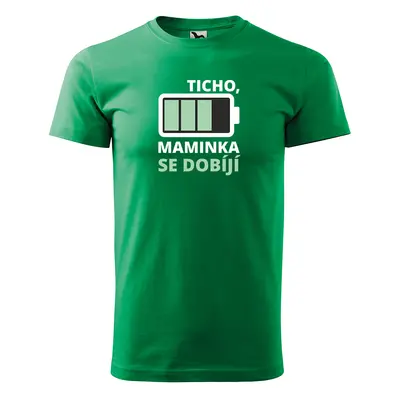 Tričko s potiskem pro maminku TICHO, maminka se dobíjí - zelené 4XL