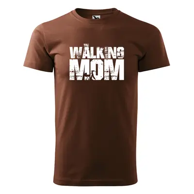 Tričko s potiskem pro maminku The walking mom - hnědé 3XL