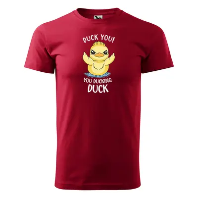 Tričko s potiskem DUCK YOU, you ducking duck - červené 3XL