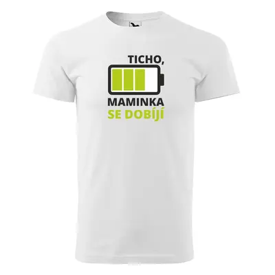 Tričko s potiskem pro maminku TICHO, maminka se dobíjí - bílé 5XL