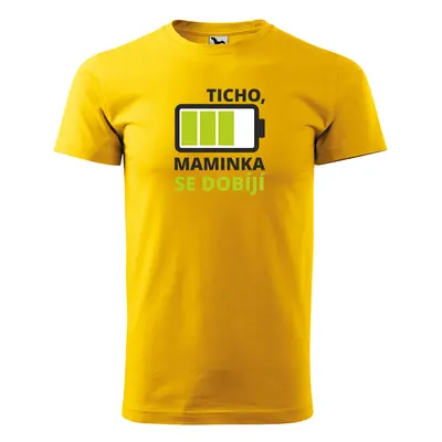 Tričko s potiskem pro maminku TICHO, maminka se dobíjí - žluté 4XL