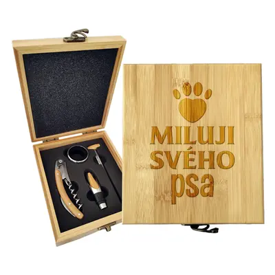 Dárková sada na víno Miluji svého psa: 147×168×49 mm