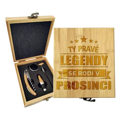 Dárková sada na víno Ty pravé legendy se rodí v prosinci: 147×168×49 mm