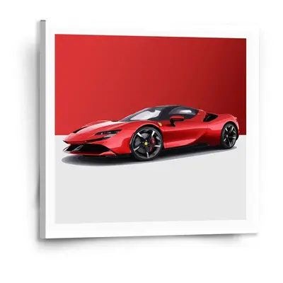 Obraz Ferrari na červenobílé - 110x110 cm