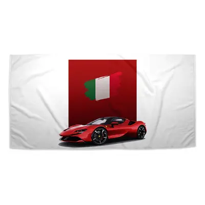 Ručník Ferrari Italská vlajka na červeném bloku - 50x100 cm