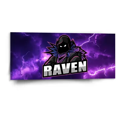 Obraz FORTNITE RAVEN Fialová bouře - 110x50 cm