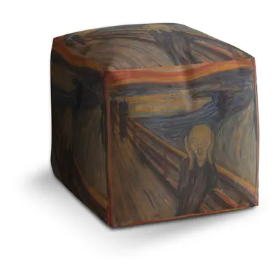 Taburet Cube Výkřik - Edvard Munch: 40x40x40 cm