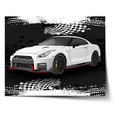 Plakát Nissan GTR 35 Černý - 60x40 cm