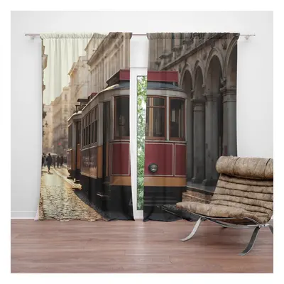 Závěs Historická červená tramvaj: 2ks 140x250cm