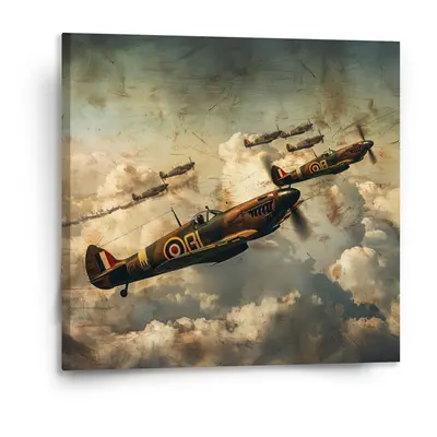 Obraz Stíhačky Spitfire v letecké bitvě - 110x110 cm