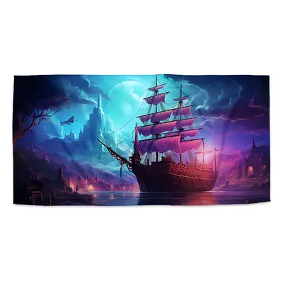 Ručník Magická plachetnice pod měsícem - 50x100 cm