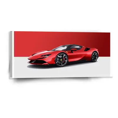 Obraz Ferrari na červenobílé - 110x50 cm