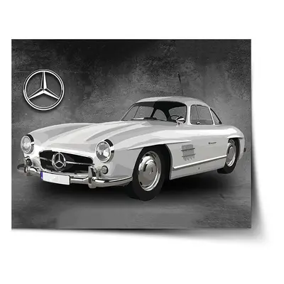 Plakát Mercedes-Benz 300 SL Šedé pozadí - 90x60 cm