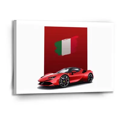 Obraz Ferrari Italská vlajka na červeném bloku - 90x60 cm