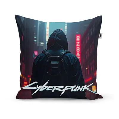 Polštář Cyberpunk 2077 Pohled do města - 50x50 cm