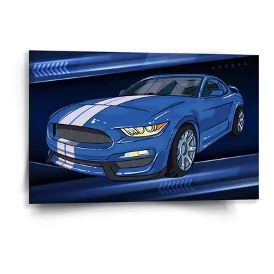 Obraz Mustang Modré pozadí s pruhy - 60x40 cm