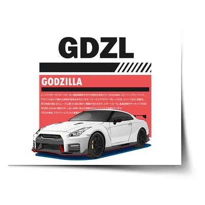 Plakát Nissan GTR 35 Japonské slunce - 90x60 cm