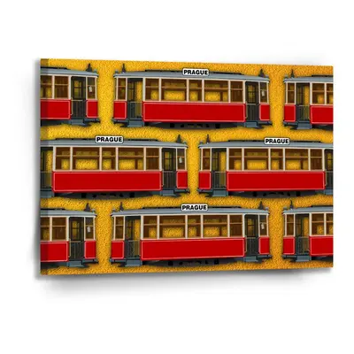 Obraz Pražské historické tramvaje Žlutý Pattern - 90x60 cm