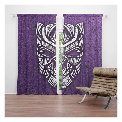 Závěs BLACK PANTHER wakanda forever Bílý: 2ks 140x250cm