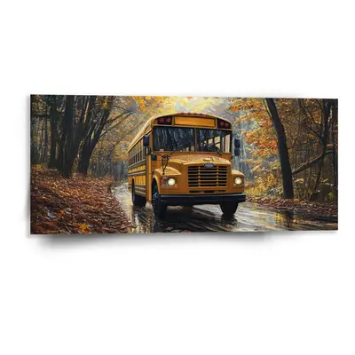 Obraz Žlutý školní autobus - 110x50 cm