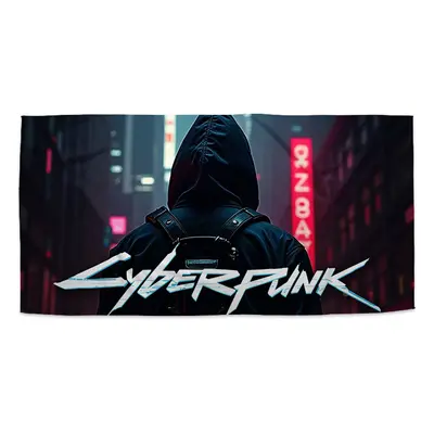 Ručník Cyberpunk 2077 Pohled do města - 50x100 cm