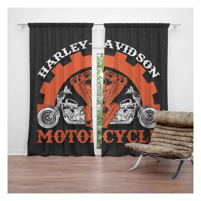 Závěs Harley-Davidson motor Černé pozadí: 2ks 140x250cm