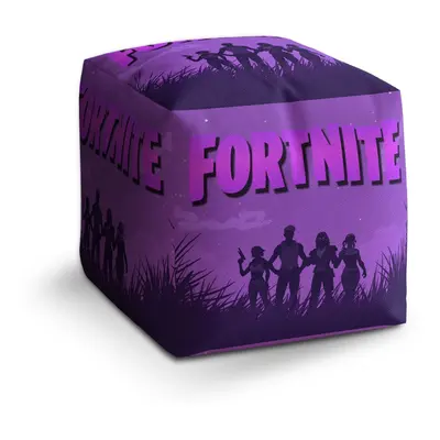 Taburet Cube FORTNITE Fialová silueta: 40x40x40 cm