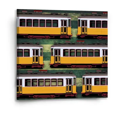 Obraz Lisabonské historické tramvaje Zelený Pattern - 50x50 cm