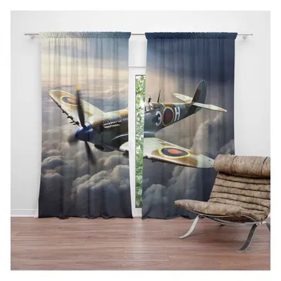 Závěs Stíhačka Spitfire: 2ks 140x250cm