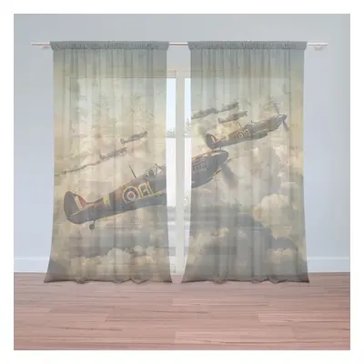 Záclony Stíhačky Spitfire v letecké bitvě: 2ks 150x250cm