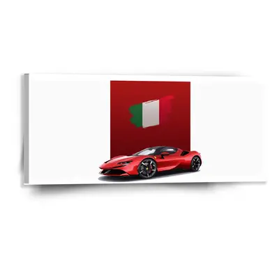 Obraz Ferrari Italská vlajka na červeném bloku - 110x50 cm