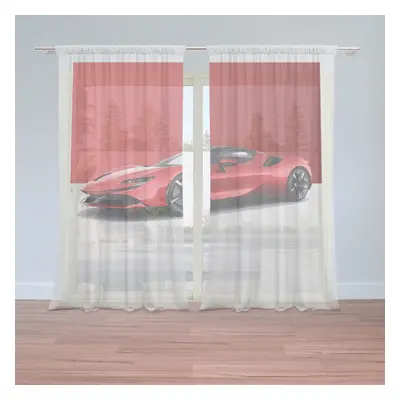 Záclony Ferrari na červenobílé: 2ks 150x250cm