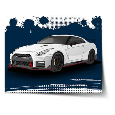 Plakát Nissan GTR 35 Modrý - 120x80 cm