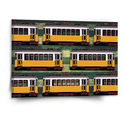 Obraz Lisabonské historické tramvaje Zelený Pattern - 150x110 cm