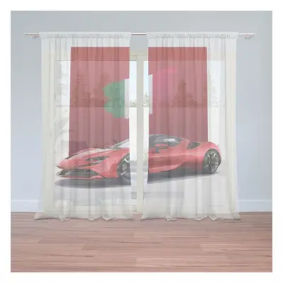 Záclony Ferrari Italská vlajka na červeném bloku: 2ks 150x250cm