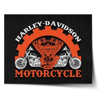 Plakát Harley-Davidson motor Černé pozadí - 60x40 cm