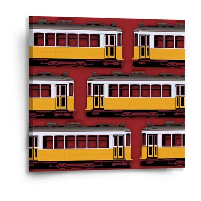 Obraz Lisabonské historické tramvaje Červený Pattern - 50x50 cm