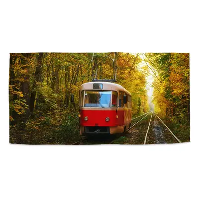 Ručník Červená tramvaj v lese - 50x100 cm