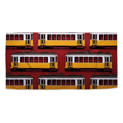 Ručník Lisabonské historické tramvaje Červený Pattern - 70x140 cm