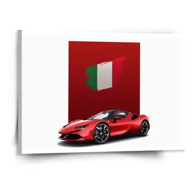 Obraz Ferrari Italská vlajka na červeném bloku - 150x110 cm