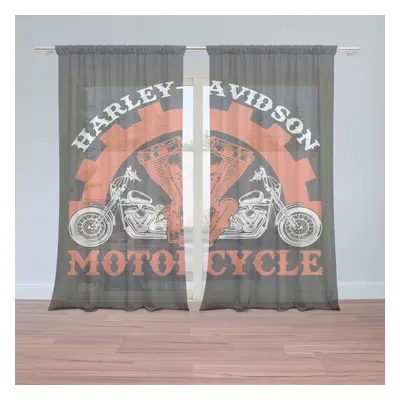 Záclony Harley-Davidson motor Černé pozadí: 2ks 150x250cm