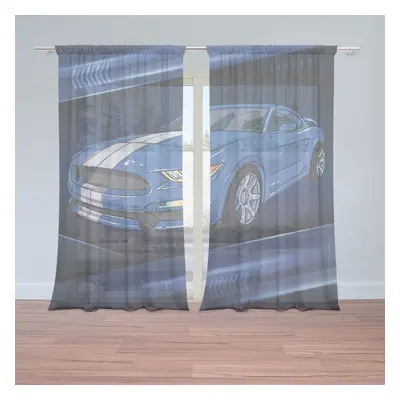 Záclony Mustang Modré pozadí s pruhy: 2ks 150x250cm