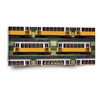 Obraz Lisabonské historické tramvaje Zelený Pattern - 110x50 cm