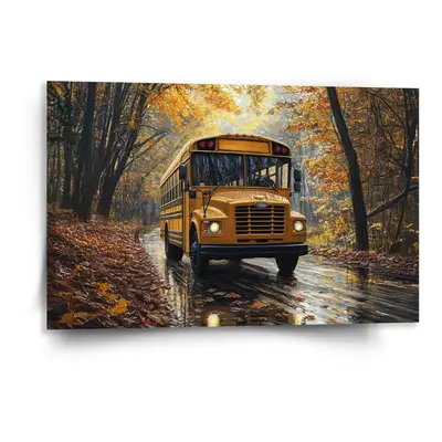 Obraz Žlutý školní autobus - 120x80 cm