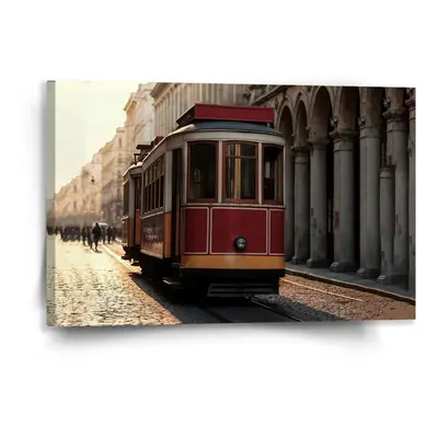 Obraz Historická červená tramvaj - 120x80 cm