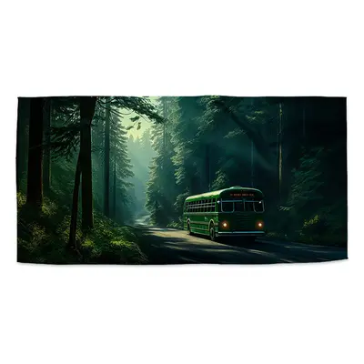 Ručník Zelený autobus v lese - 70x140 cm